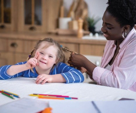 Child learning with toys